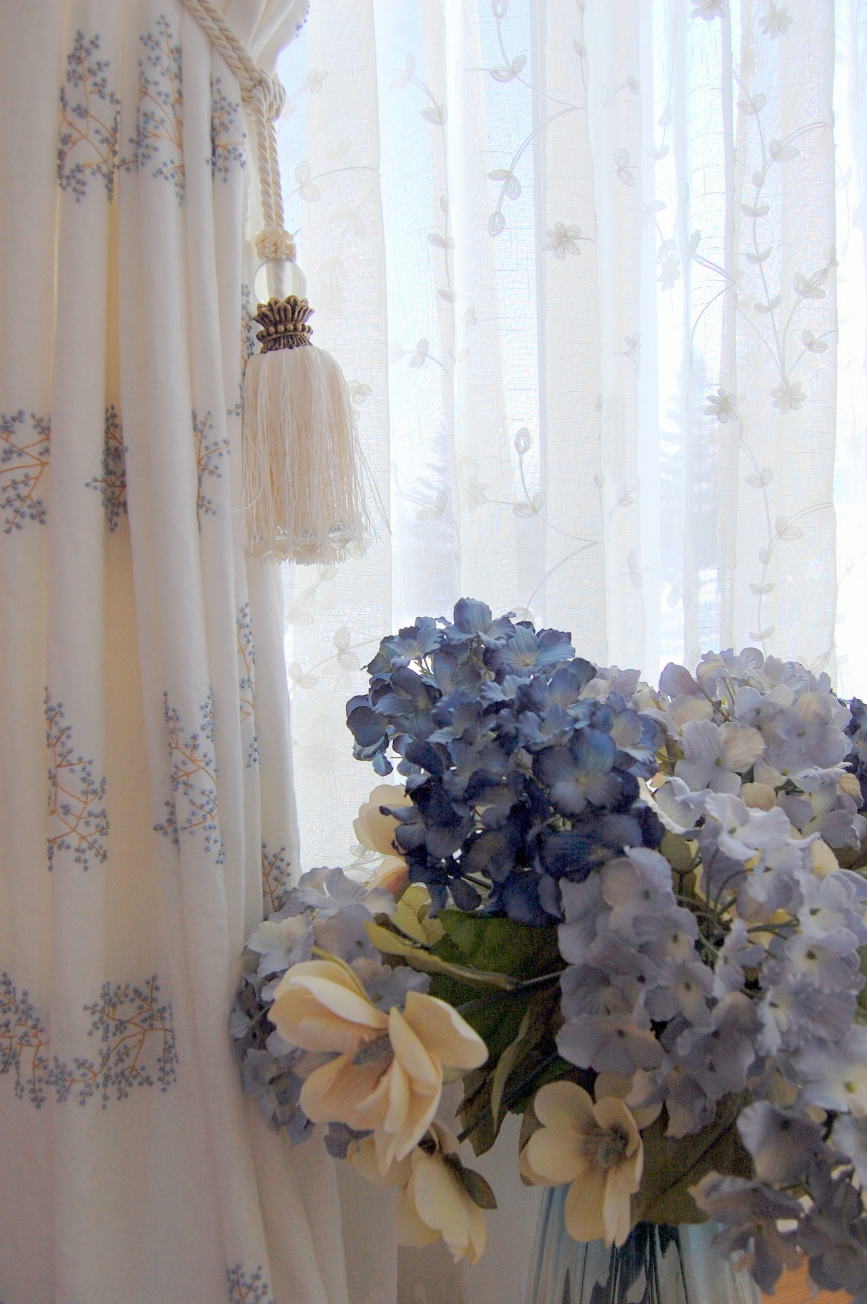 lilacs and curtains